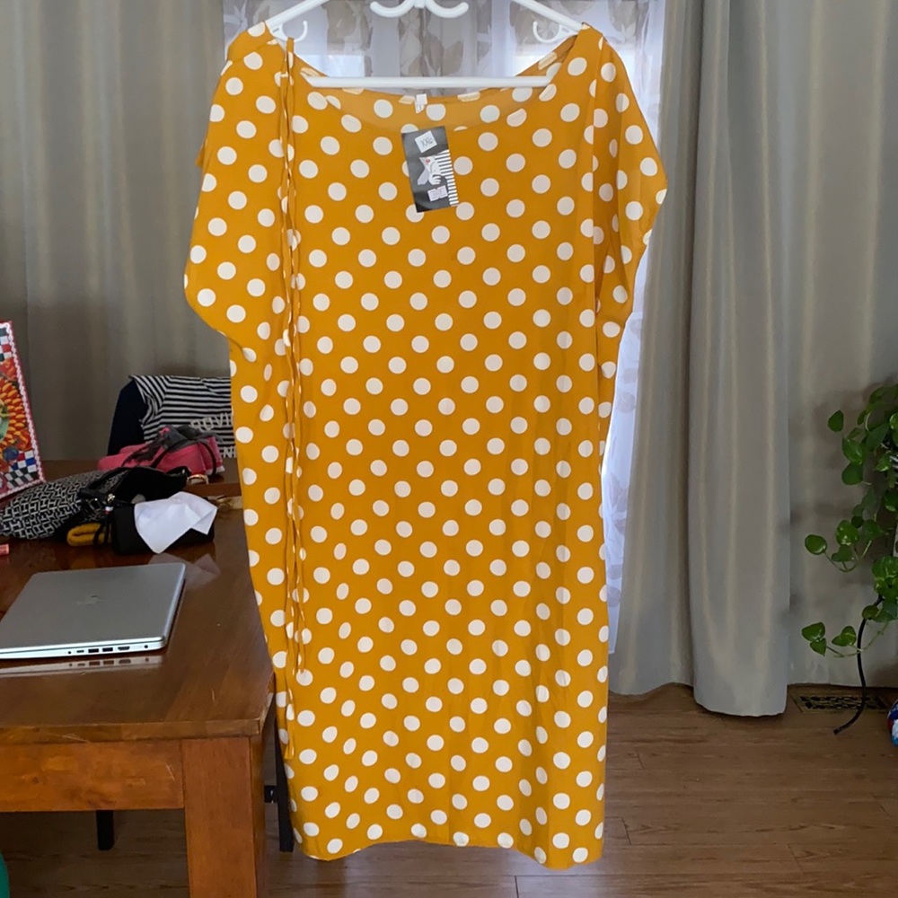 Cool polka dot mustard dress